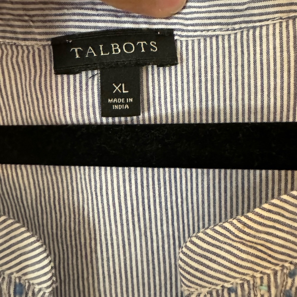 Talbots striped tank top with embroidery and beads size XL - Picture 2 of 6